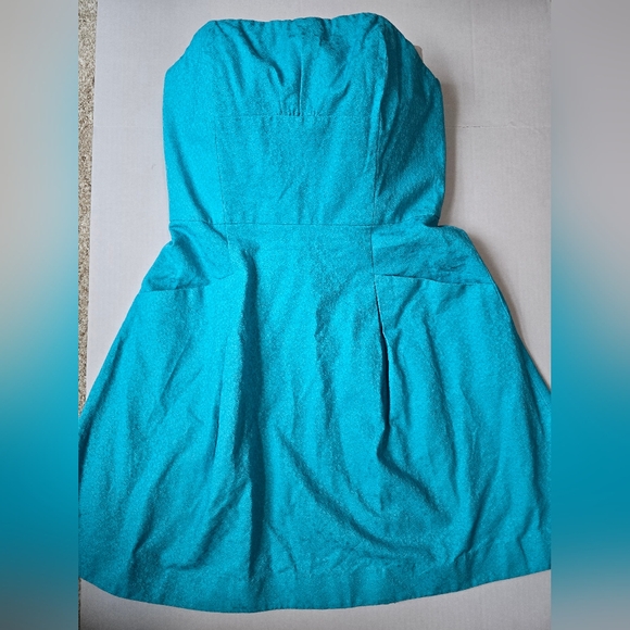 Lilly Pulitzer Strapless Blue Floral Spring Summer Cotton Dress Sz 12 - Picture 1 of 8